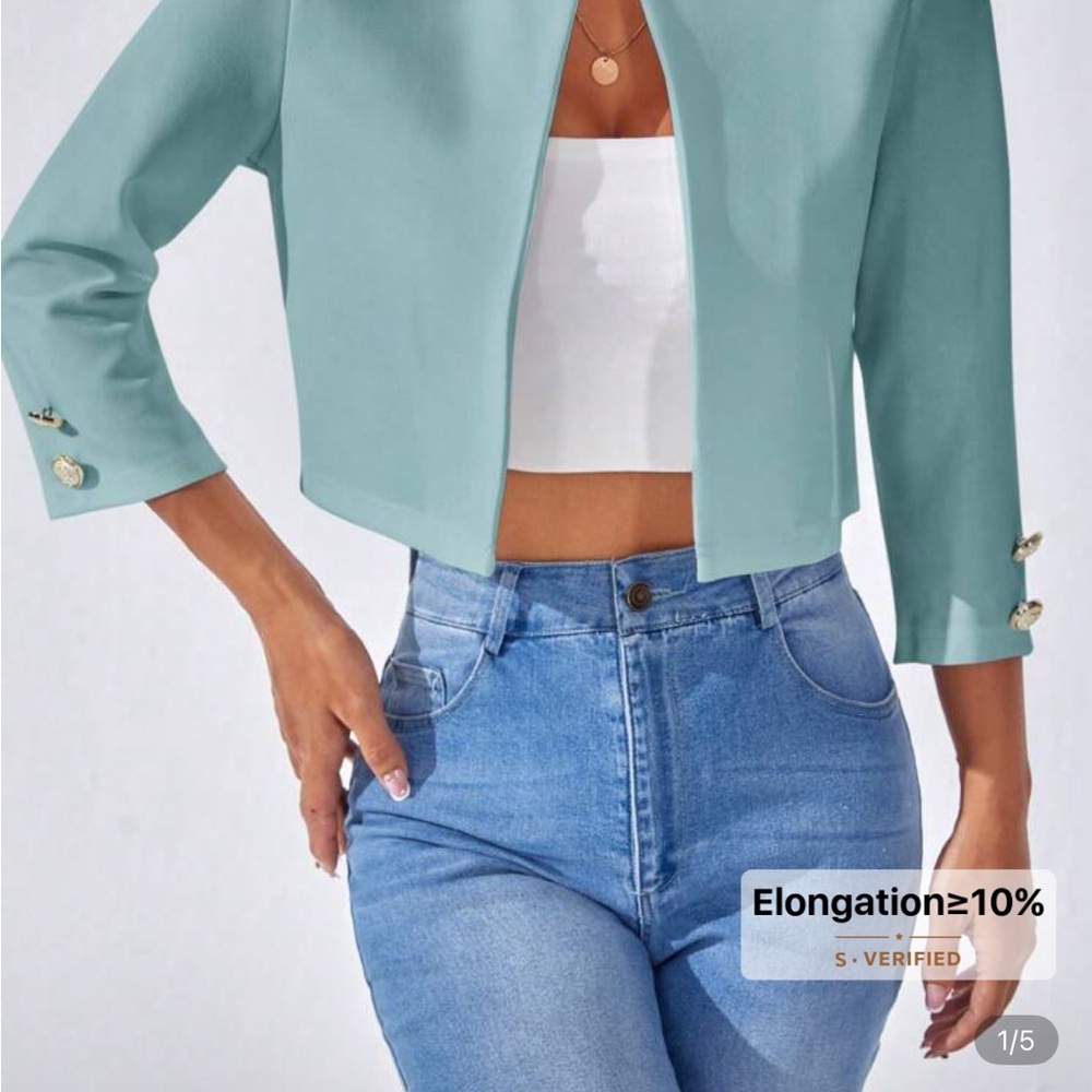 Women's Teal Cropped Jacket